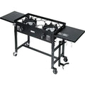 BTU, Station Burner Black 2 BBQ Stove exterior Cooking Picnic Folding Stand Propane Double Camping Grill 58,000 Cook