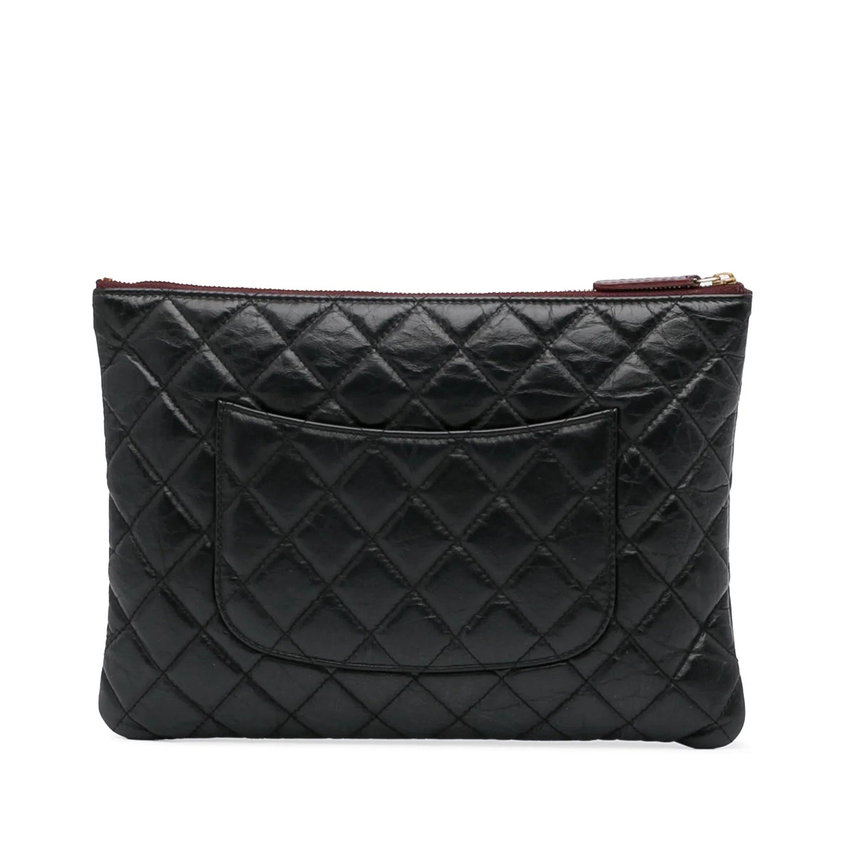 (Good) O Pre-Owned Leather Authenticated Pouch Case Lambskin Unisex Black Reissue