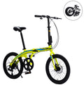 Bike, Aluminium Yellow 20" Alloy Frame, Speed Folding City Bike, 8