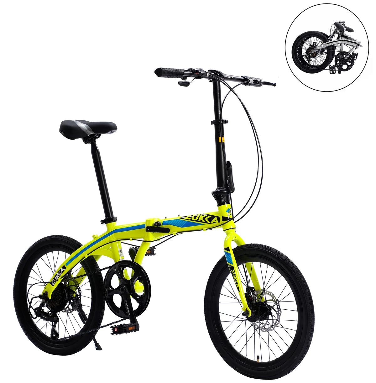 Bike, Aluminium Yellow 20" Alloy Frame, Speed Folding City Bike, 8