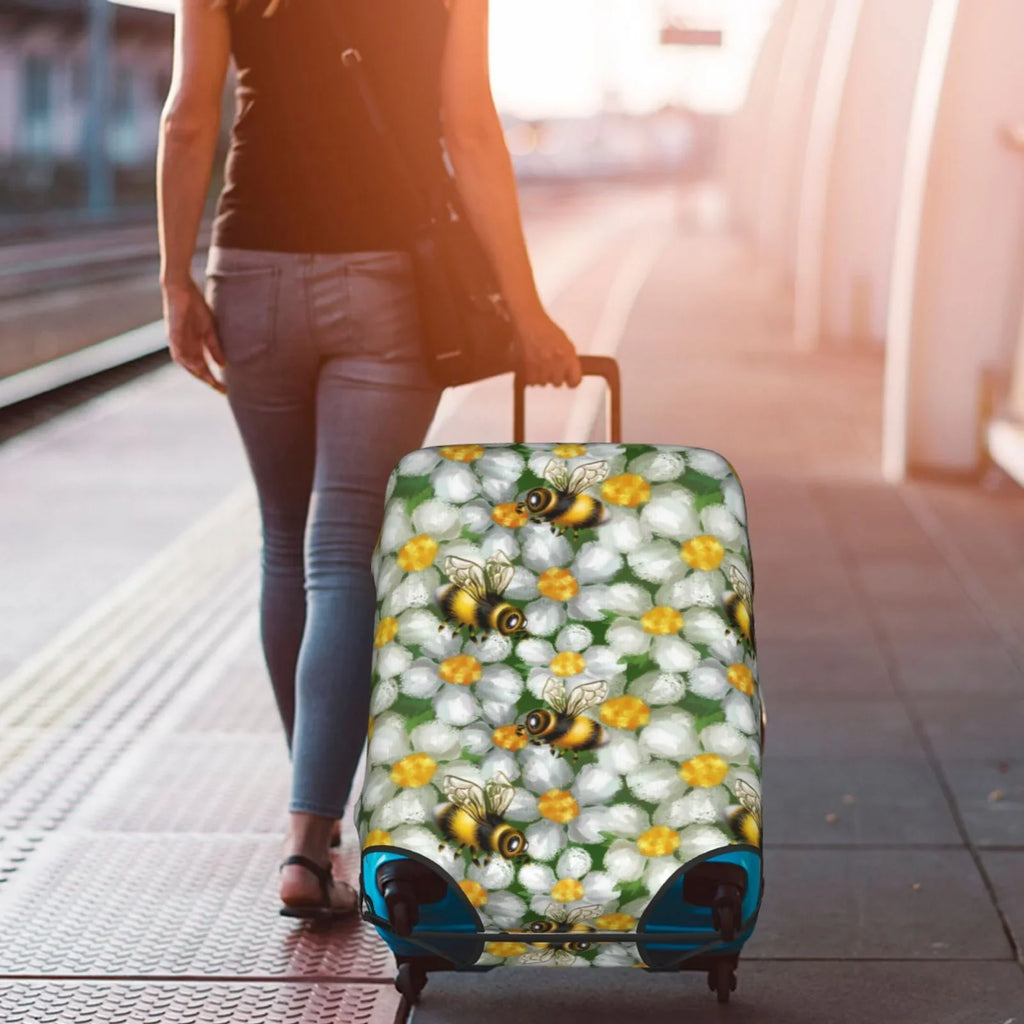 Suitcase And Flower Protector- Cover Suitcase Luggage Bees Kll Cover