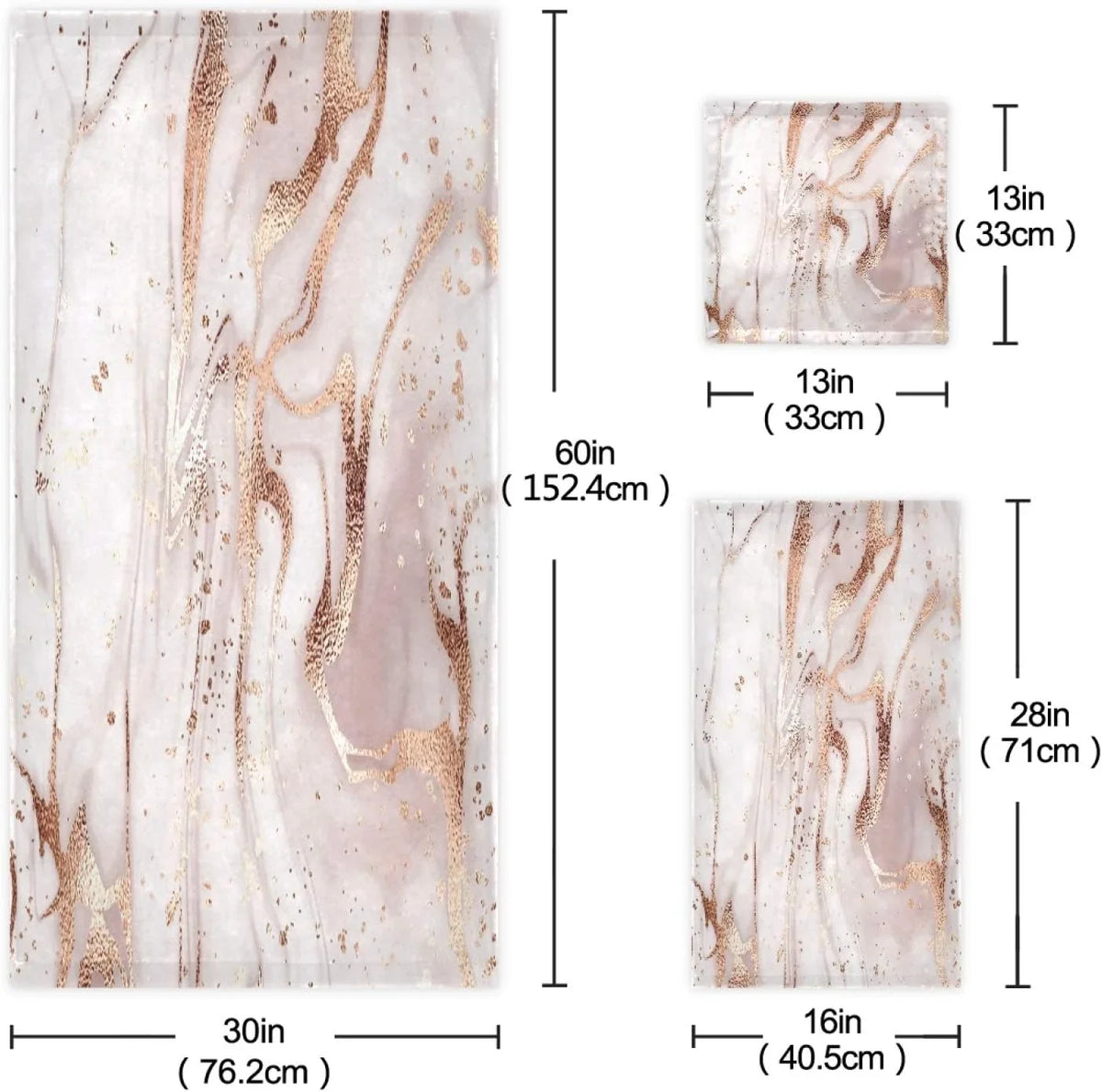 & Bath 3 Decor, Rose Home Piece Marble Set Towel for Bath Hotel Abstract GZHJMY Set Soft Comfortable Towels Gold Towels Absorbent