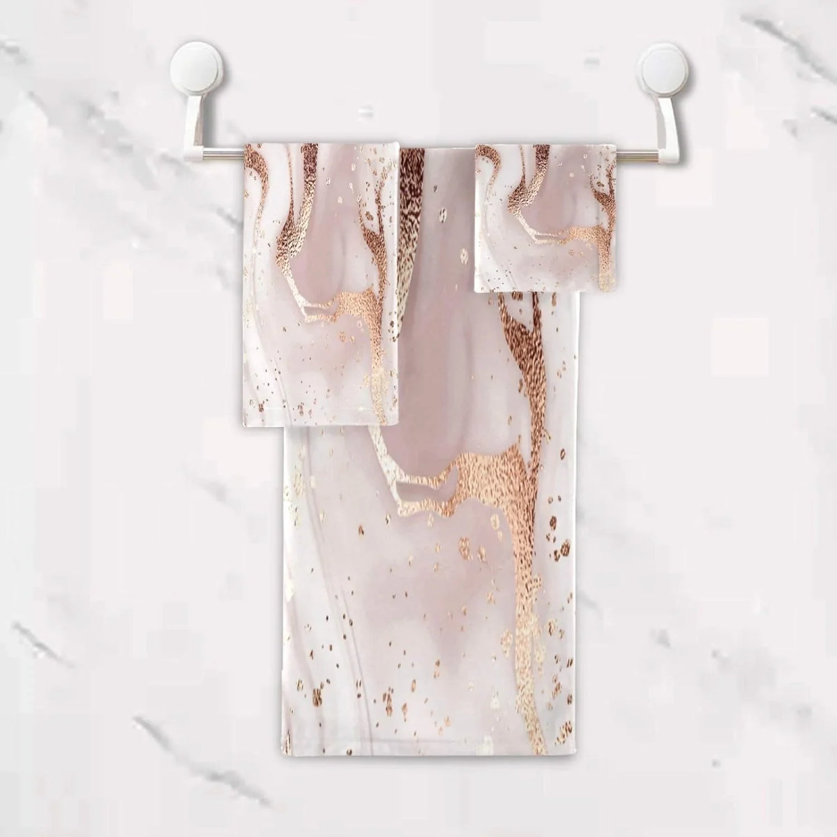 & Bath 3 Decor, Rose Home Piece Marble Set Towel for Bath Hotel Abstract GZHJMY Set Soft Comfortable Towels Gold Towels Absorbent