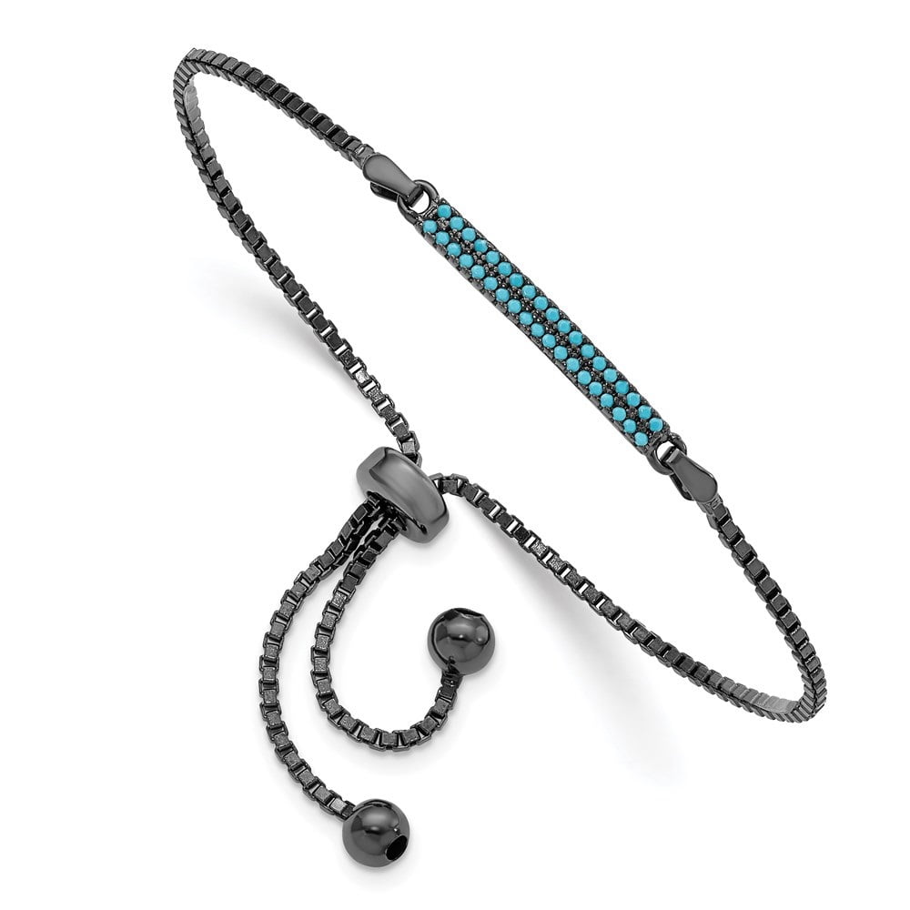 Bar Jewelry Women 925 Fine Black-Rhodium Sterling Bracelet for Silver Dyed Howlite Adjustable Auriga