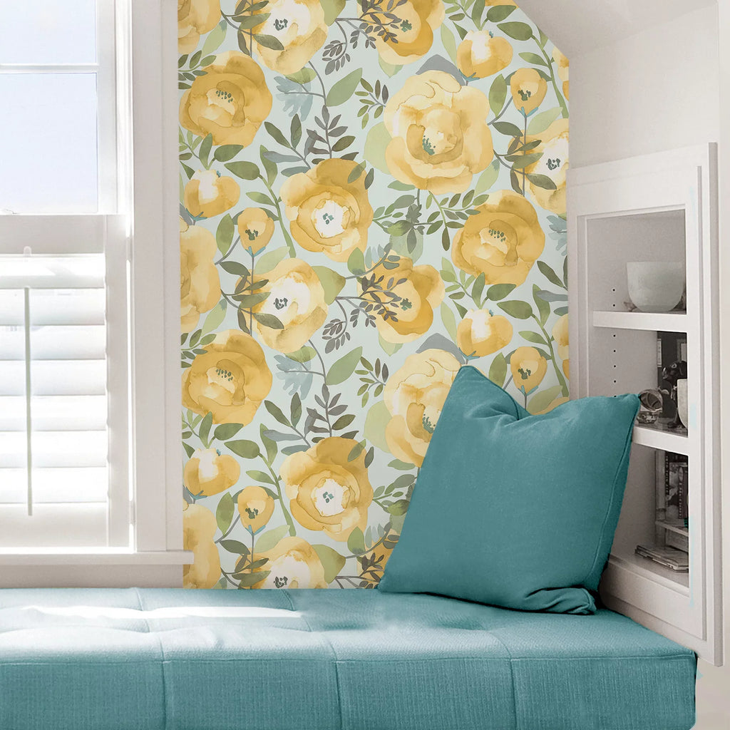 Keen ft. Yellow Peachy Wallpaper, Peel 30.75 by 20.5-in, 216-in And Stick NuWallpaper Vinyl sq.