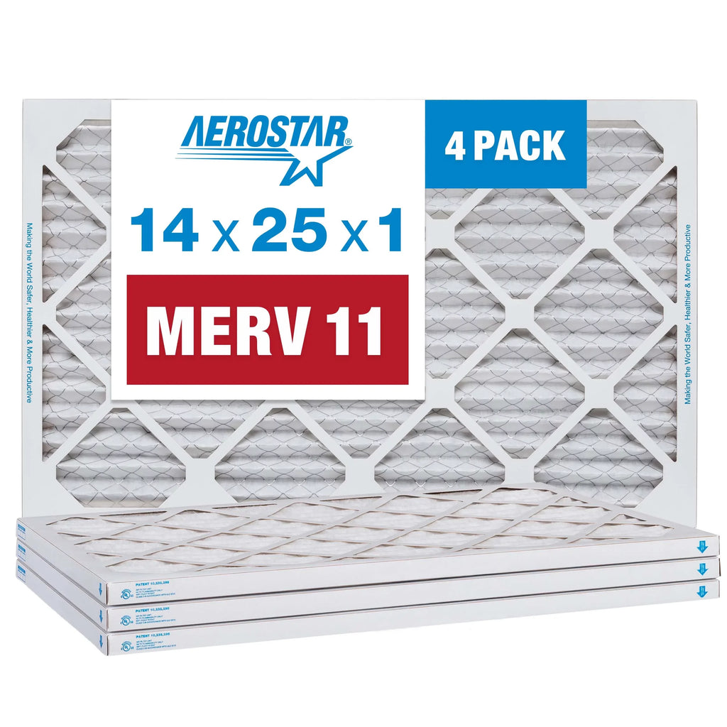 14x25x1 Pleated Air Furnace Aerostar Pack Air AC MERV 11 4 Filter, Filter,