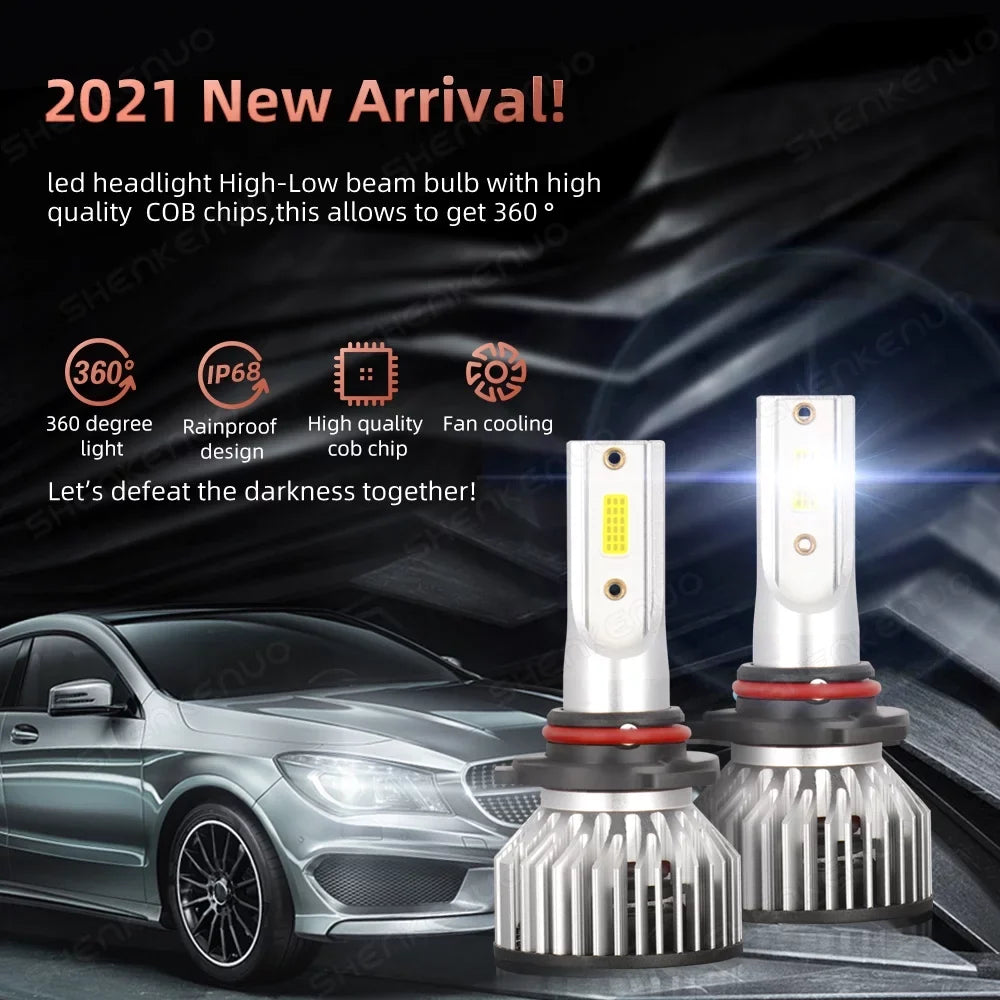 For White 9005+H11 2019-2022 Ram Bulbs LED Front Beam 1500 Low High Headlight