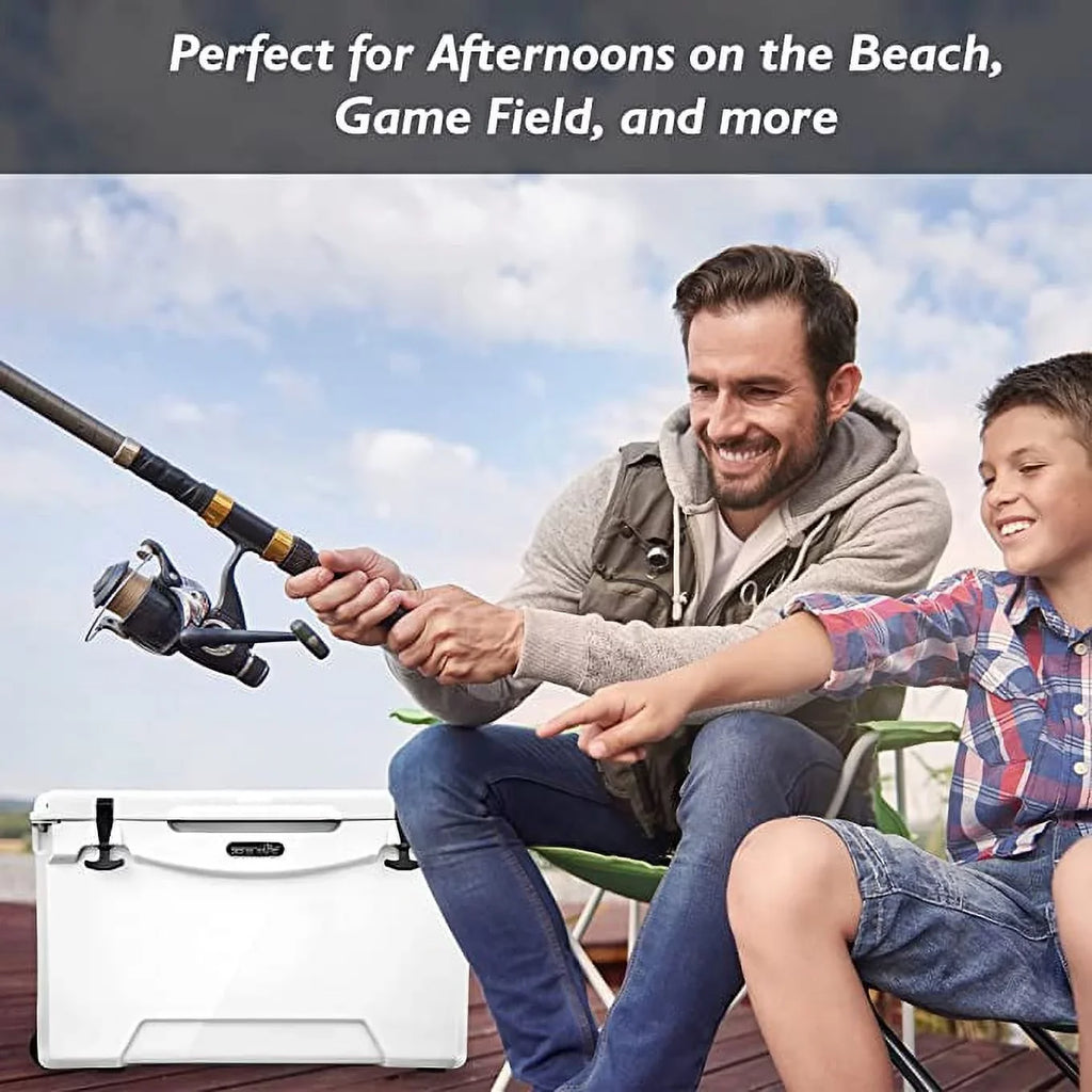 Cooler Travel SereneLife Heavy-Duty Cooler Lightweight Portable (White) W/ Box Quart Handles Ice 50