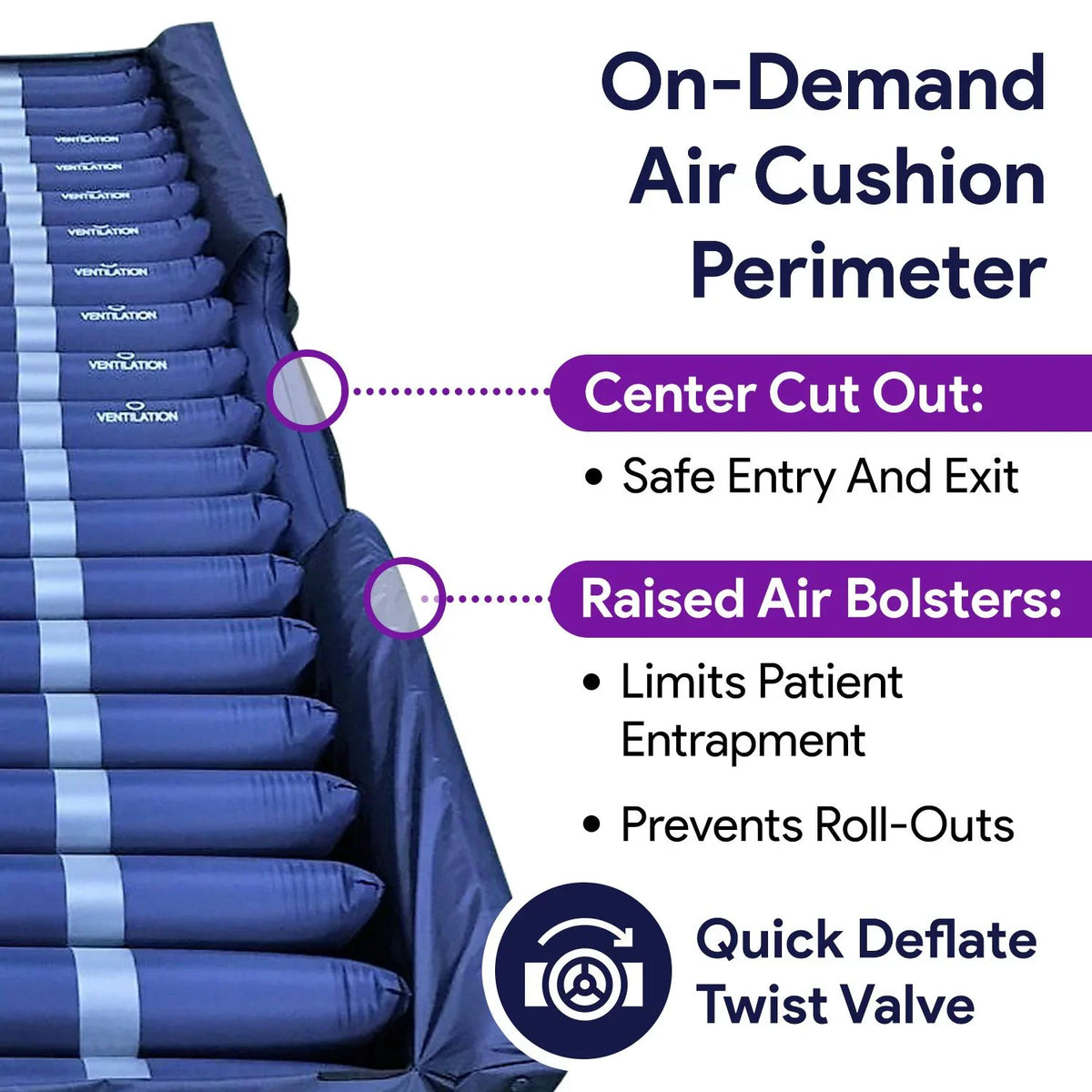 Proheal 8/11" Low Bariatric Alternating 36” & x 80” Stages x with I-IV Air Loss Side Bolsters Pressure Air Mattress - Air Pump
