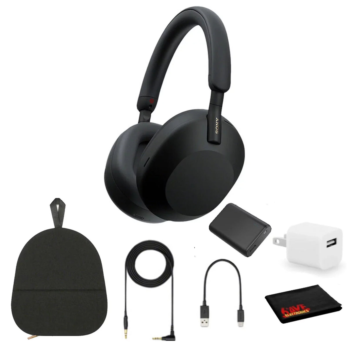 Over-Ear Hands-Free with Wireless 30 Control Headphones Hours Playback Kit Voice (Black), Calling, Time, Cube WH-1000XM5 - Portable Alexa Charger Charging and Noise-Canceling