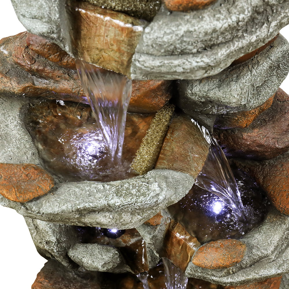 Patio 30-inch Home, Garden, Feature LED exterior with Decor liquid Cascading for Lights High liquid Deck and Fountain -
