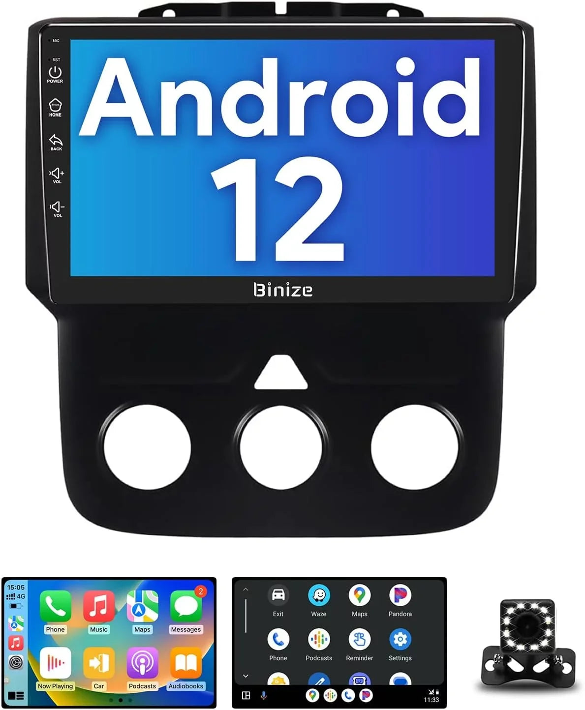 for 2500 12 3500 Ram 1500 Android in-Dash Stereo Car Navigation CarPlay/Android GPS Double Binize Dodge 2013-2018, 9" Wireless Camera/DSP/SWC/BT/WiFi/2+32GB Auto/AM/FM/Backup Unit Din Radio with