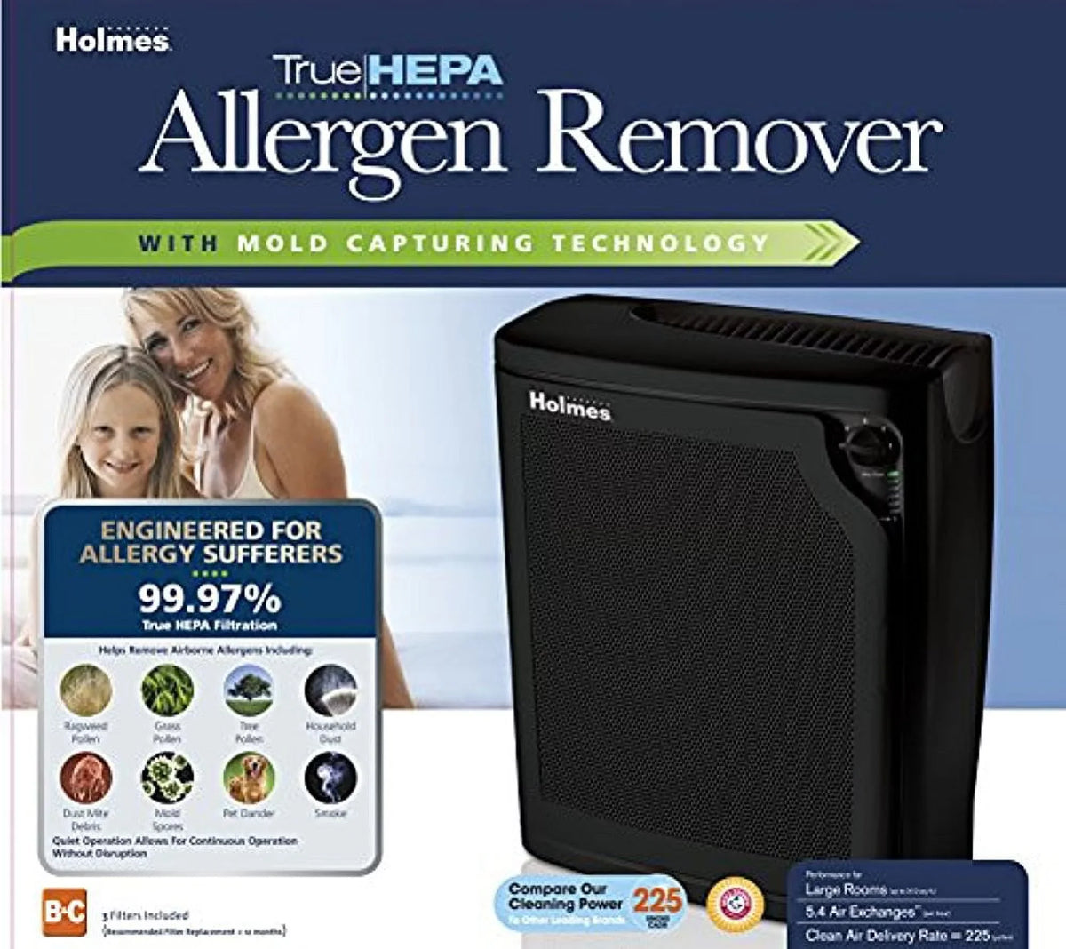 4-Speed Black kzdkc HEPA Purifier, Holmes Large Room True Air Medium,