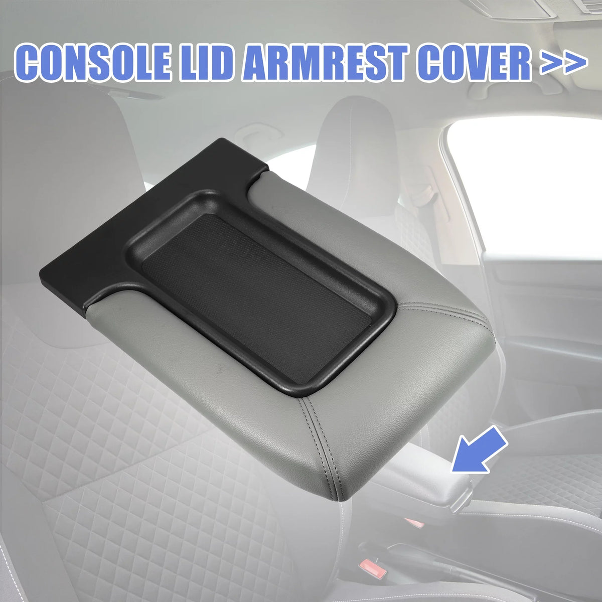 Faux for Gray Bargains Escalade Cadillac Protector 2003-2004 Console Cover Lid Unique Seat Leather Armrest Center Box