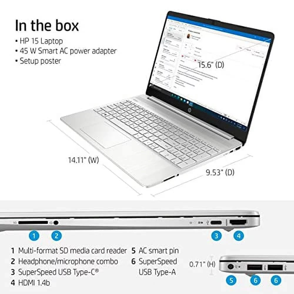 Micro-Ege Gen 11th Silver DDR4 NVMe Windows USB Intel HDMI BT Graphics PC WiFi USB-C Xe 15.6" Webcam AC SSD FHD w/RE RAM Pro 2022 Iris Laptop Display 10 4-Core Drive 12GB i5-1135G7 HP 256GB Intel