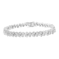 Miracle 1 Link 7.25" Sterling Row Bracelet Double Silver Diamond Set (I-J, .925 - cttw I3)
