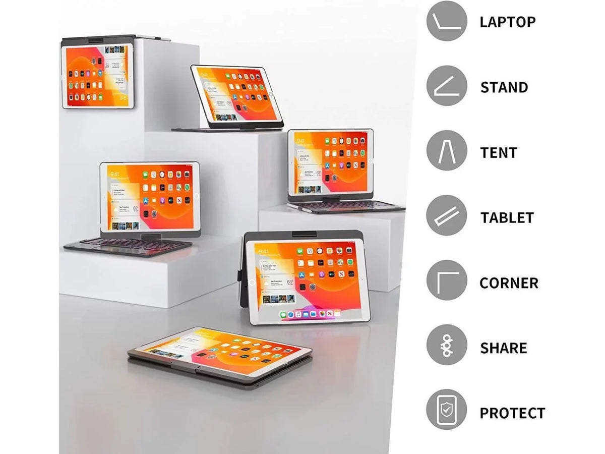 and Gen iPad Backlit Touchpad Pro 3 for Holder Gen 10.2 Keyboard case 2021/ 2020/ Pencil 2019 10.5, 9th 7th Keyboard 8th iPad Air Gen Rotatable / with inch