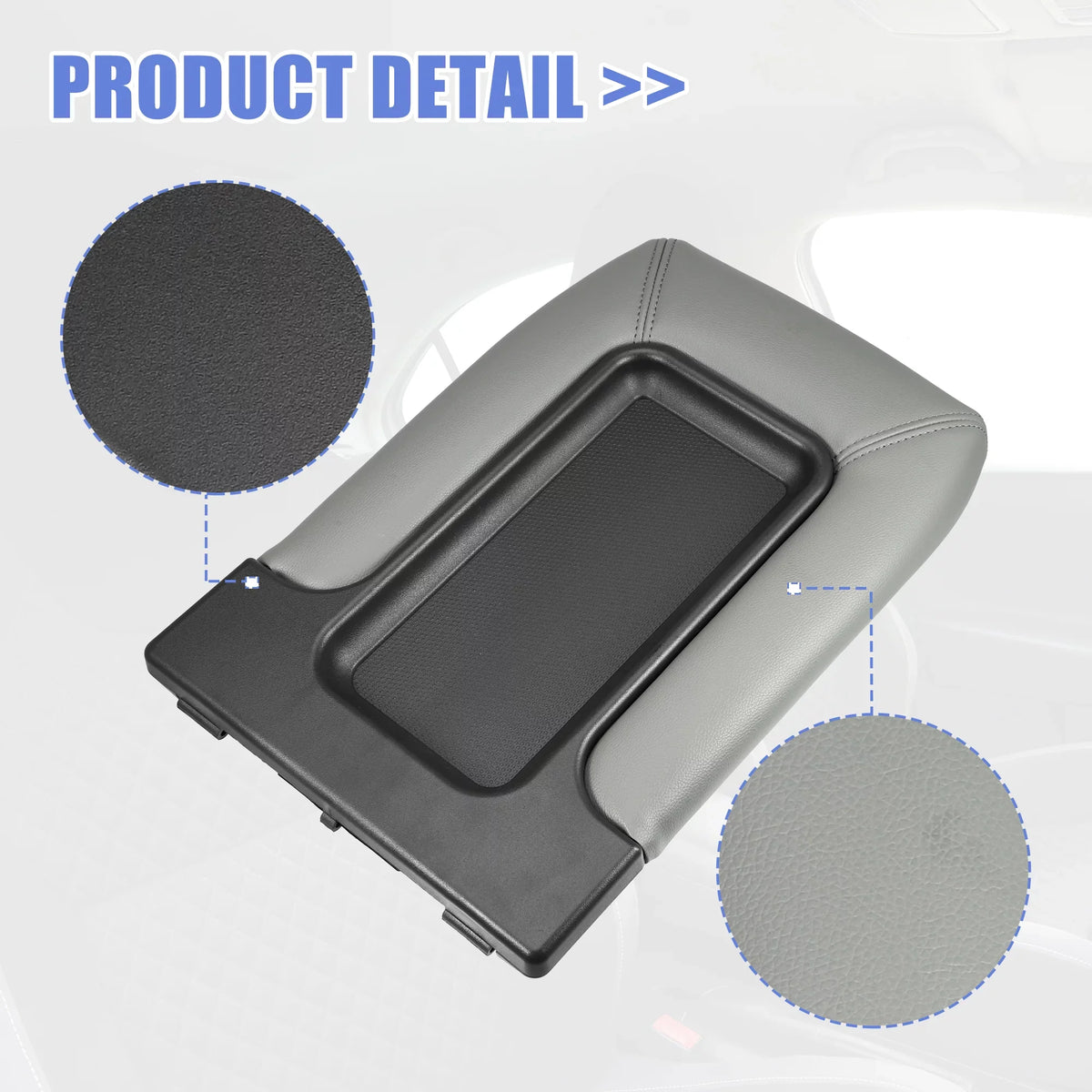 Faux for Gray Bargains Escalade Cadillac Protector 2003-2004 Console Cover Lid Unique Seat Leather Armrest Center Box