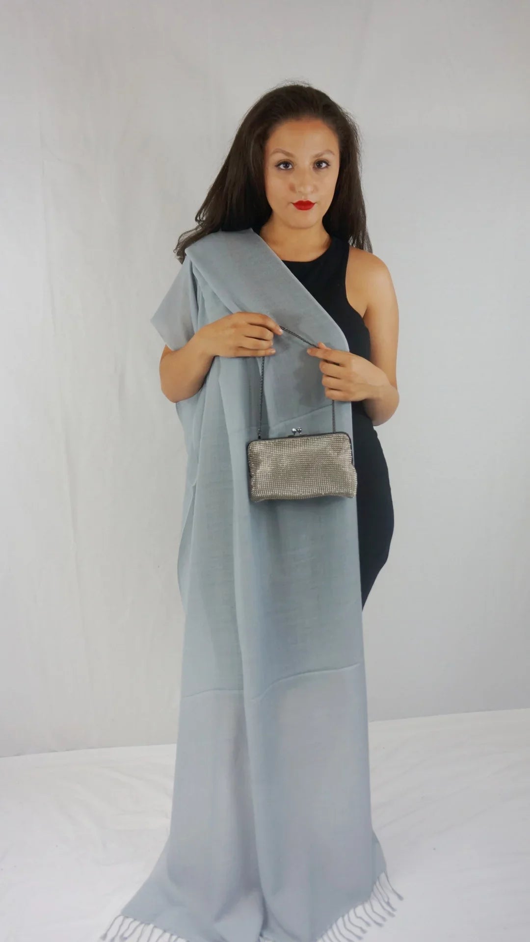 Scarf/Wool/Silk Grey) Shawl/Cashmere/Cashmere Scarf/Pashmina (Silver Scarf/Scarves/Shawl/Shawls/Stole/Wrap/Pashmina