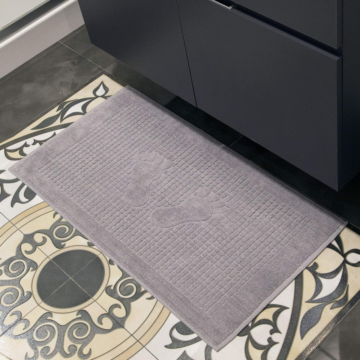 For Pack Grey X Bath Mat Towel Inches 4-100% Cotton Cotton 4 Bath Bathroom Of 34 Turkish Towel - Absorbent Mat Feet Set Set Washable 18 Reversible Floor