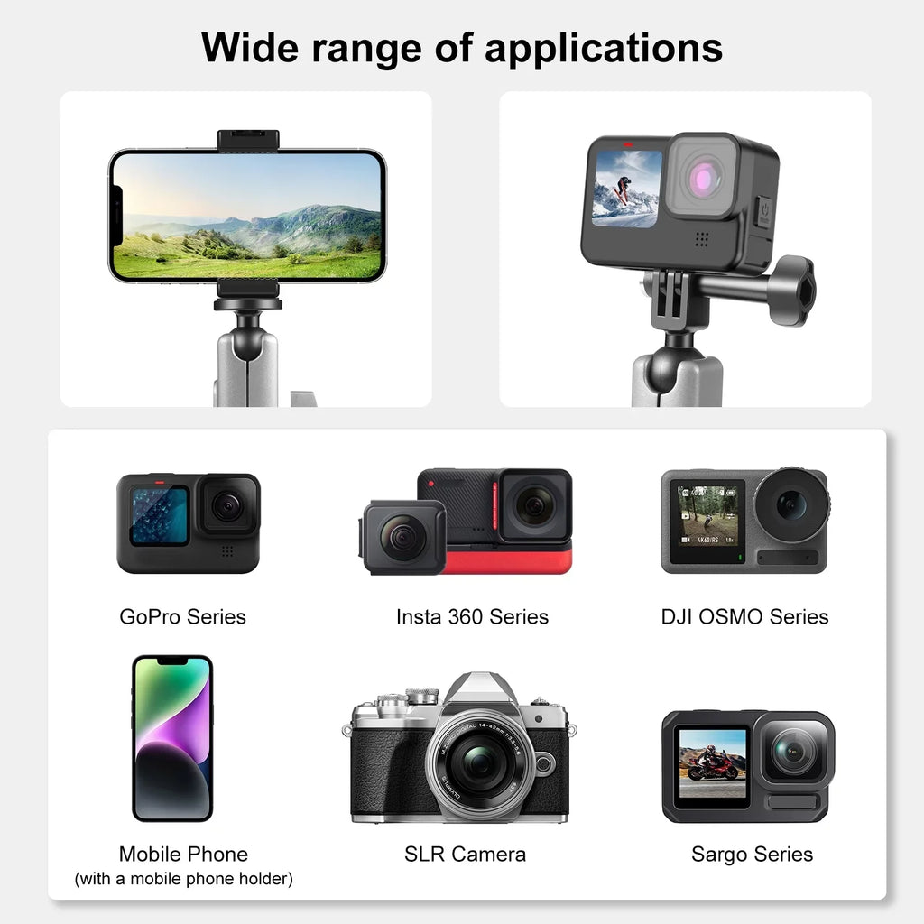 Aluminum AKASO 11/10/9/8 Adapter, Head, PU867B Hero Rotatable Alloy Mount, Compatible Dual DJI PULUZ Handlebar Clamp Ball