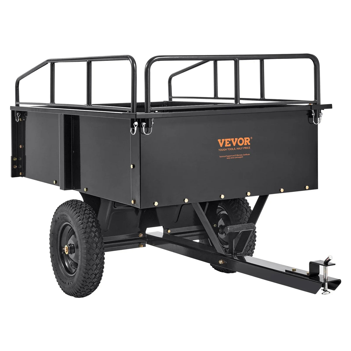 750lb 15 for with ATV Utility Mower Capacity, Cart Feet VEVOR Duty Riding Heavy Lawn Trailer Cubic Dump Trailer, Tractor Garden Steel