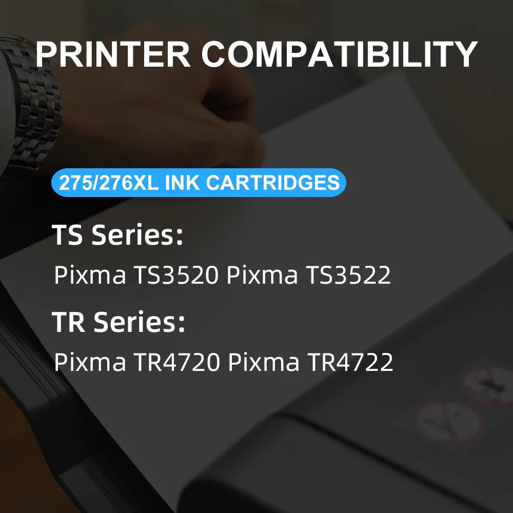 PIXMA CL-276 Printer TR4720 Ink Tri-Color) TS3522 with 275 TS3500 276 Combo 275XL Replacement Pack Canon Compatible 276XL 275 Ink Canon Black,1 TS3520 Printer(1 FACMS TR4722 PG-275 for