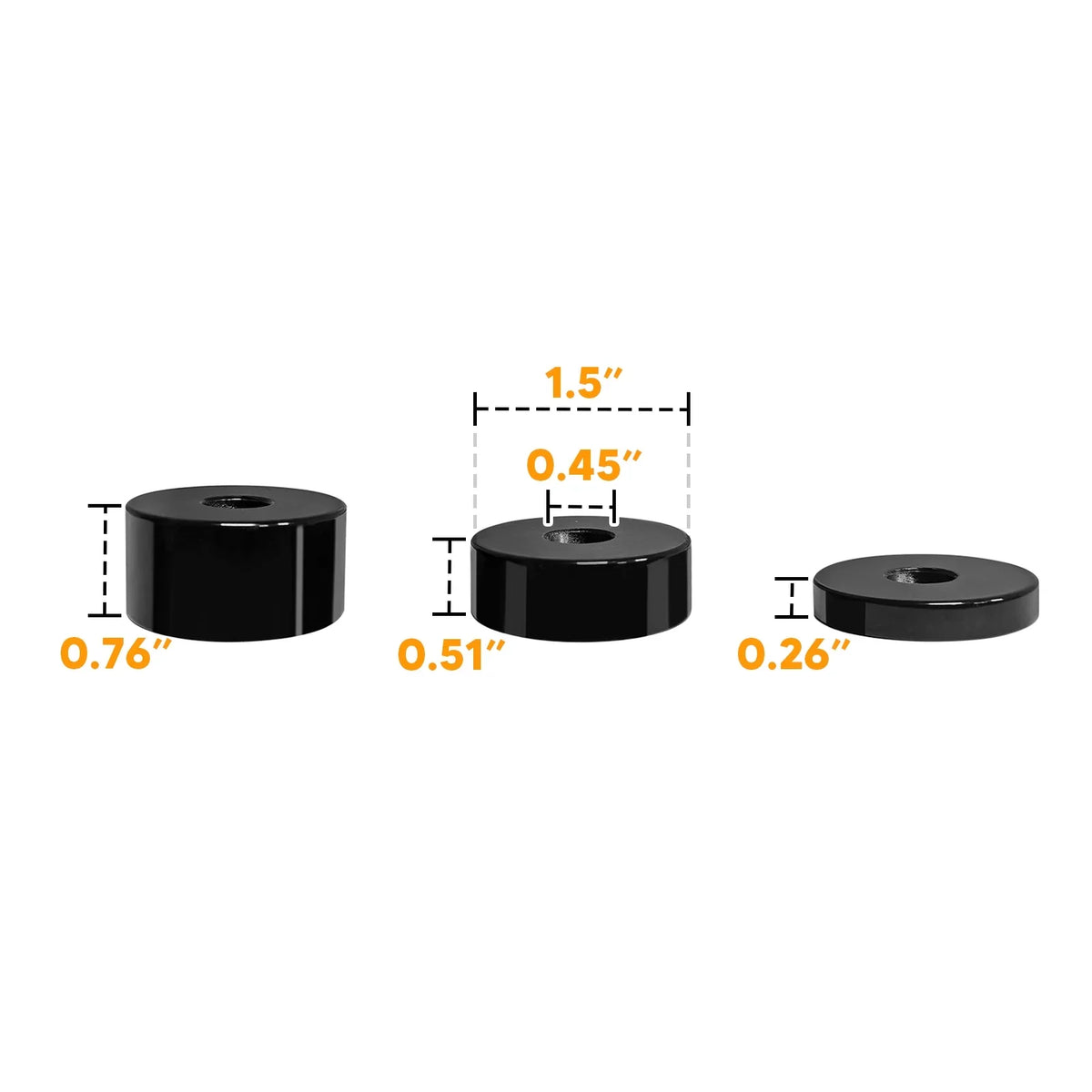 '- Sets) FJ Spacers (2 | Seat Lift Cruiser Fit 1-1/2'' WEISEN Kits Seat Rise 2006-2021 to 1/4" |