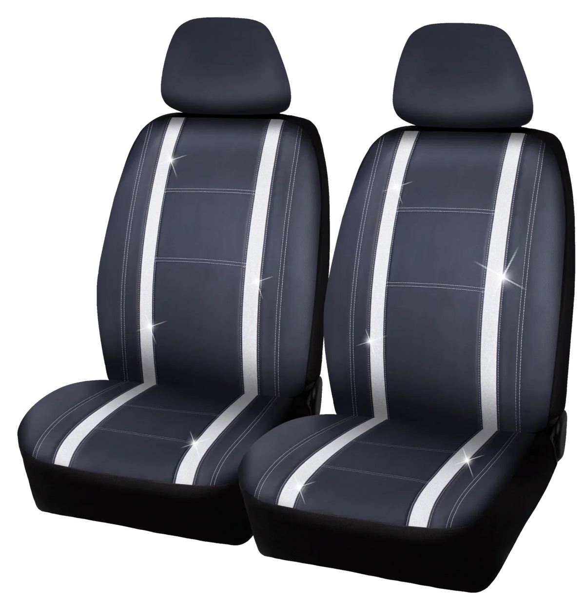 Leather 2102SC035 2 Premium Diamond Seat Car Piece Auto Cover - Fit Drive Black, Checker Universal