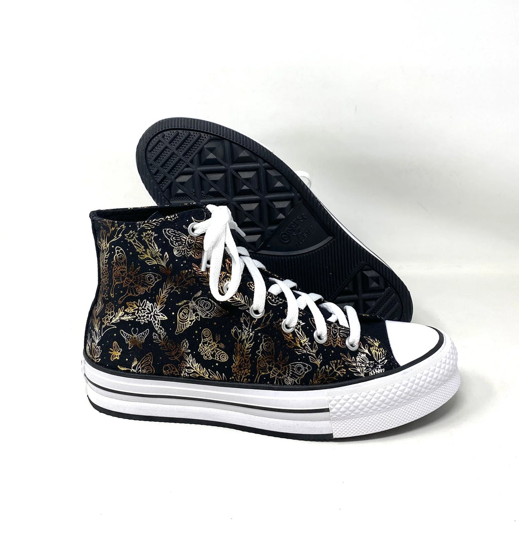 Top Sneakers Converse Women's A01511C Canvas High Kids Black Platform Lift CTAS