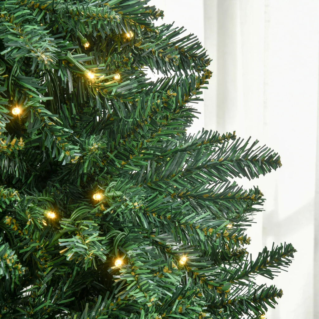 Tips Pre-Lit Christmas Tree Full with 2154 and Warm Realistic Fir LED Lights White Douglas Branches, 700 Artificial HOMCOM 7ft