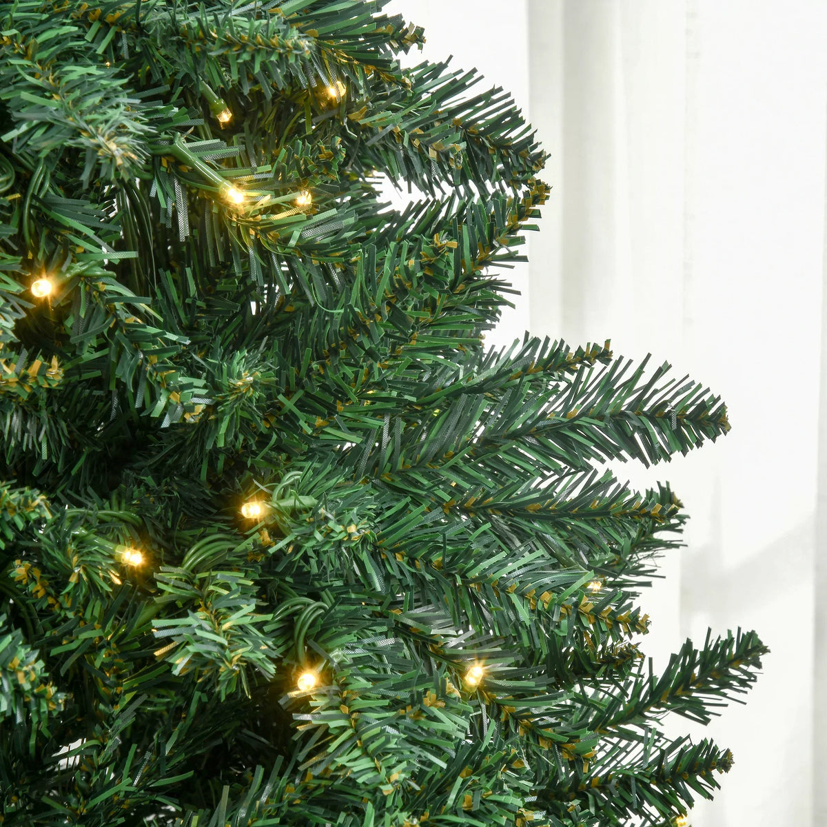 Tips Pre-Lit Christmas Tree Full with 2154 and Warm Realistic Fir LED Lights White Douglas Branches, 700 Artificial HOMCOM 7ft