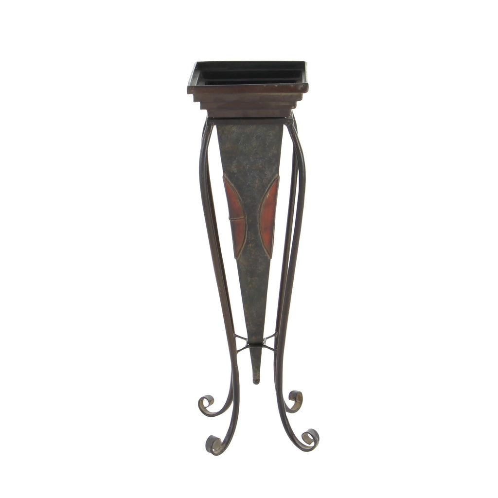 Metal exterior DecMode Brown Count) 30", with Scroll 28"H Stand Planter (2 Indoor