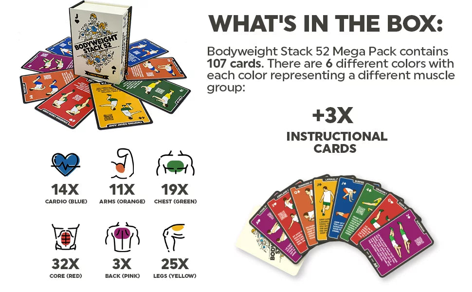 (Bodyweight Cards: Bodyweight Muscle. Video Exercise Fat Needed. Fitness Instructions 52 by Playing Expert. Build Card No Burn Game. Pack) Designed Included. a Workout Stack Mega Military Equipment