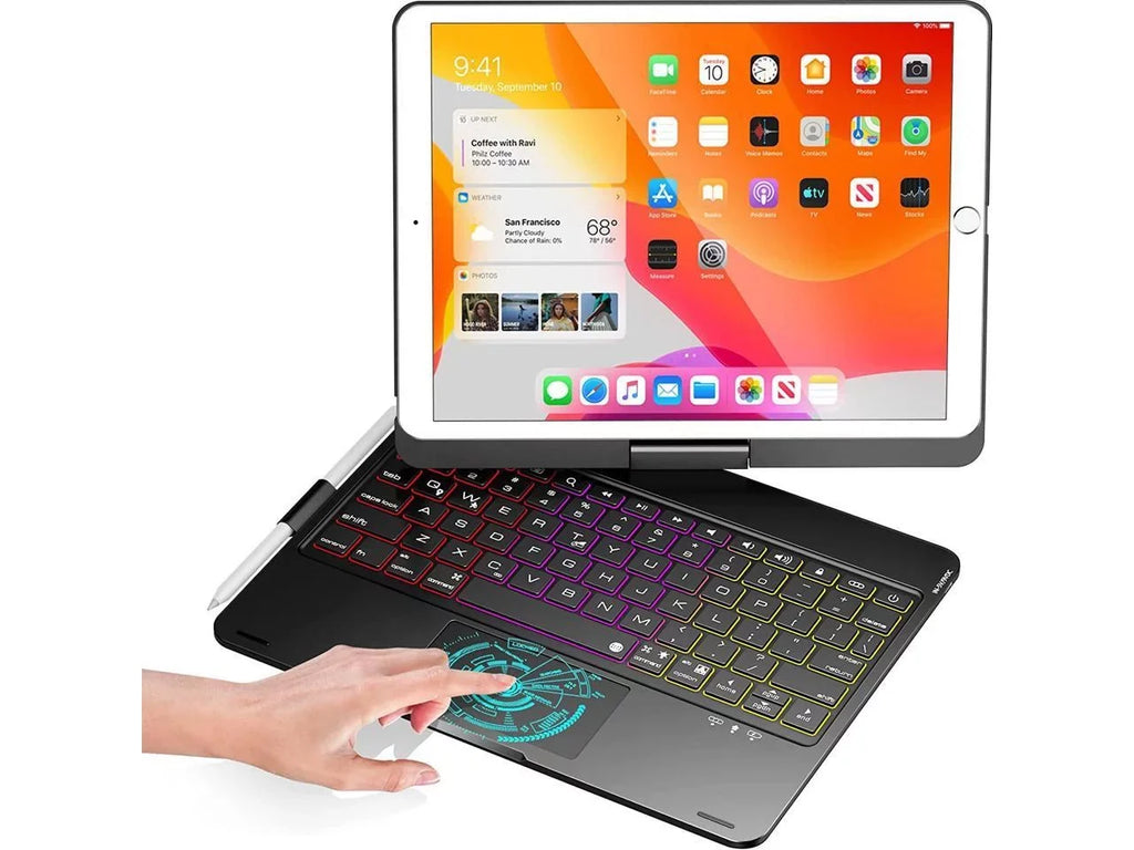 and Gen iPad Backlit Touchpad Pro 3 for Holder Gen 10.2 Keyboard case 2021/ 2020/ Pencil 2019 10.5, 9th 7th Keyboard 8th iPad Air Gen Rotatable / with inch