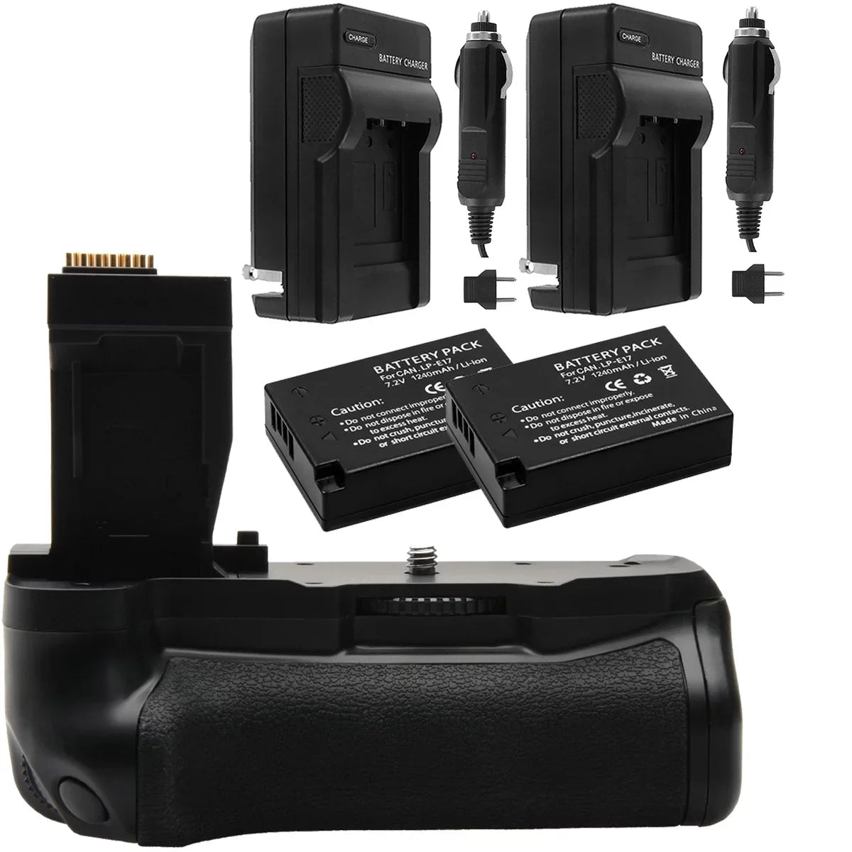 Rebel with PG-T6I for EOS 1140mAh Kit Power Battery Charger Cameras & Canon Deluxe Grip 2x Vivitar Battery Bundle