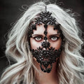 Mask Women Chain Face Full Crystal Face Masquerade Face Mask Face Jewelry Halloween Black Rhinestone Mask Accessories
