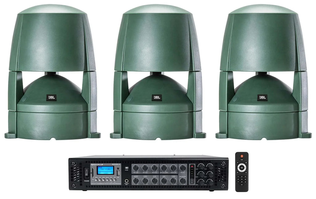 Landscape 70v 8" CONTROL Commercial Speakers (3) exterior 88M Amplifier JBL +