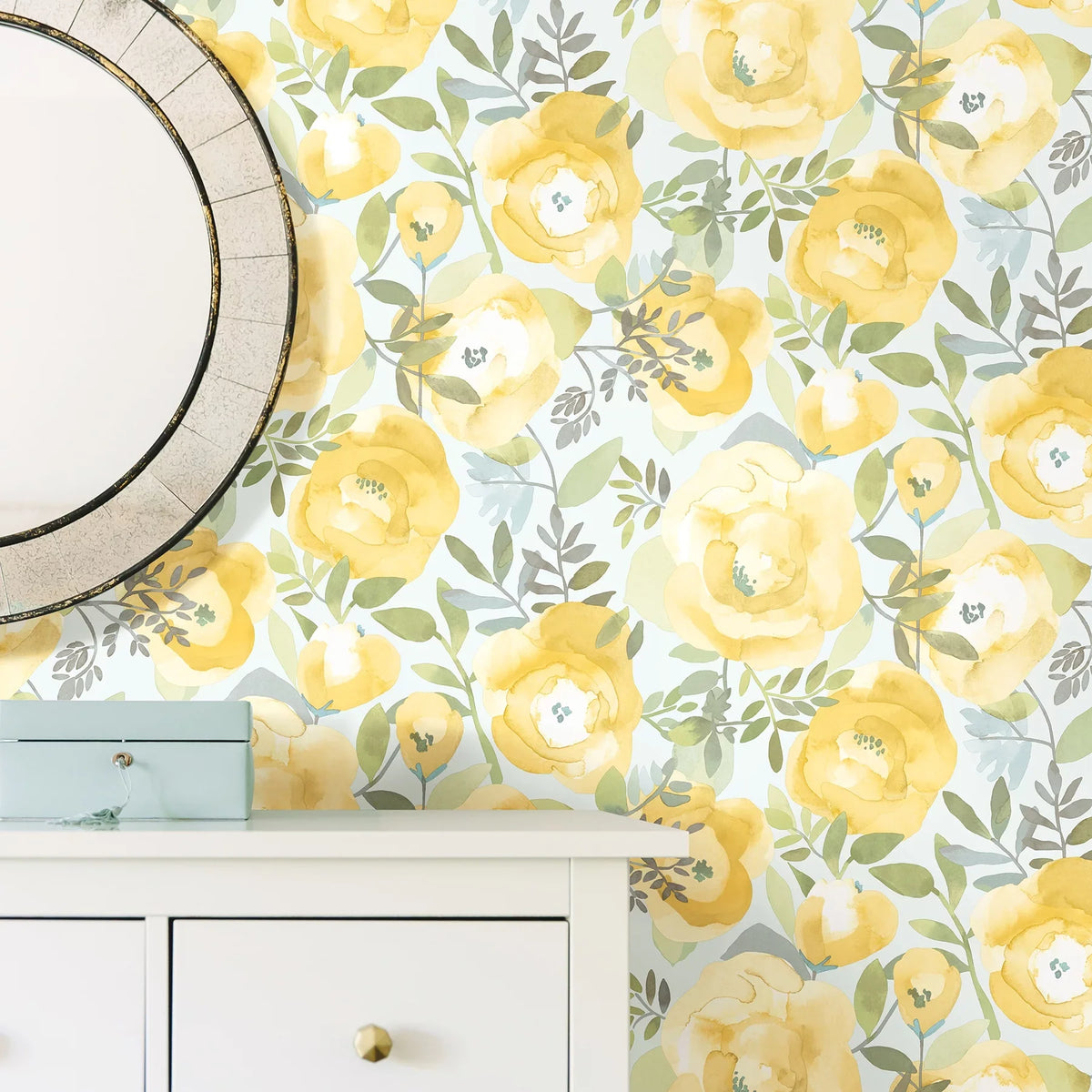 Keen ft. Yellow Peachy Wallpaper, Peel 30.75 by 20.5-in, 216-in And Stick NuWallpaper Vinyl sq.