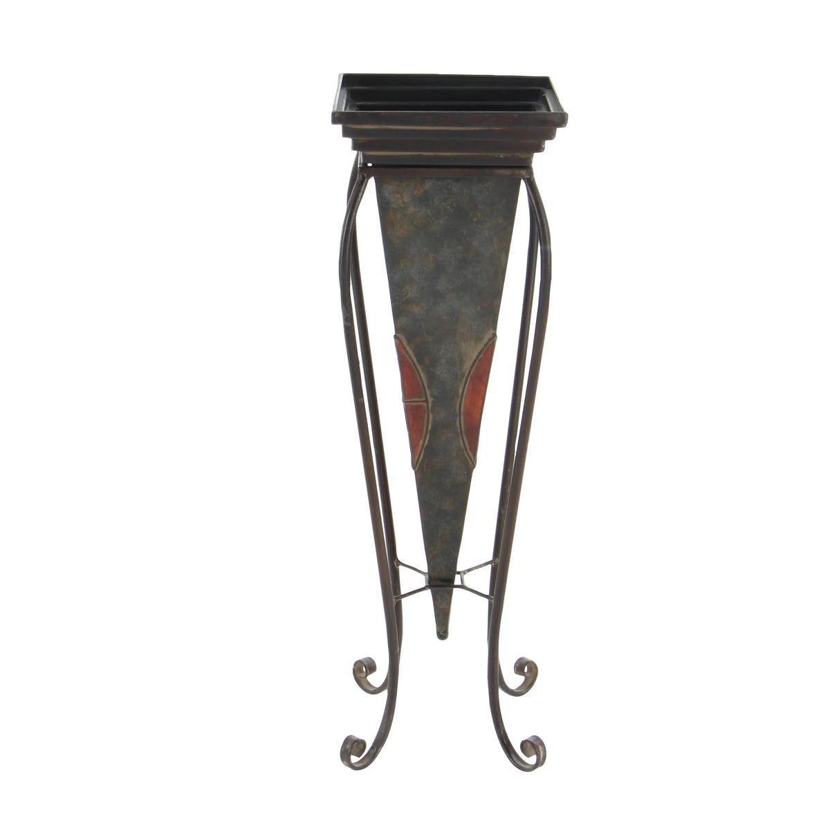 Metal exterior DecMode Brown Count) 30", with Scroll 28"H Stand Planter (2 Indoor