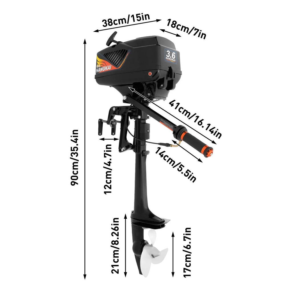 Boat liquid HP Motor Stroke Outboard Outboard Motor Engine 3.6 2 Cooling Boat 90cm/35.4in HANGKAI Fishing CDI