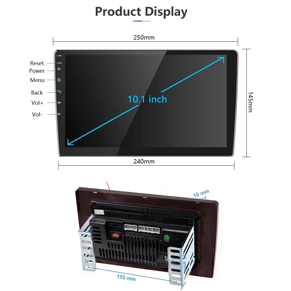 Car Mirror Bluetooth 11 GPS Double 10.1 with Camera Radio Rear Touch View Link Din Car AHD Podofo HD Car Screen Player Android 10 MP5 inch Stereo inch