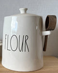 New with Bell Flour Dunn Ivory Black Shaped Wooden Kitchen Scoop Rae Ceramic LL Large Letters Canister