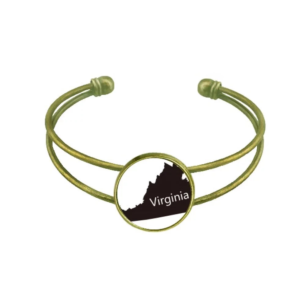 Bracelet Open America Outline Map Cuff Virginia USA Bangle Jewelry Retro