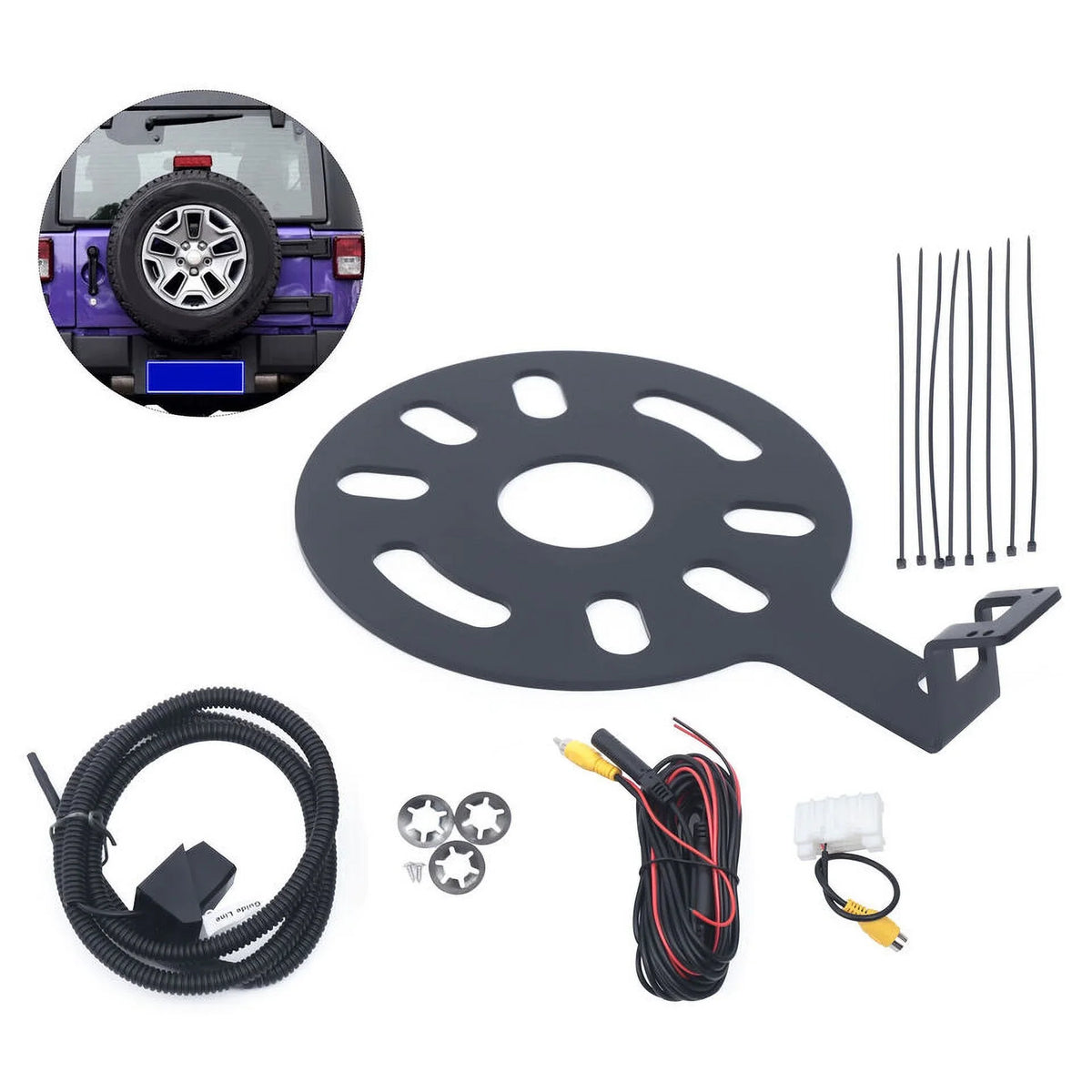 2007-2018 For Set Wrangler Camera Rear Tire JK Backup Jeep Bracket Spare w/ View