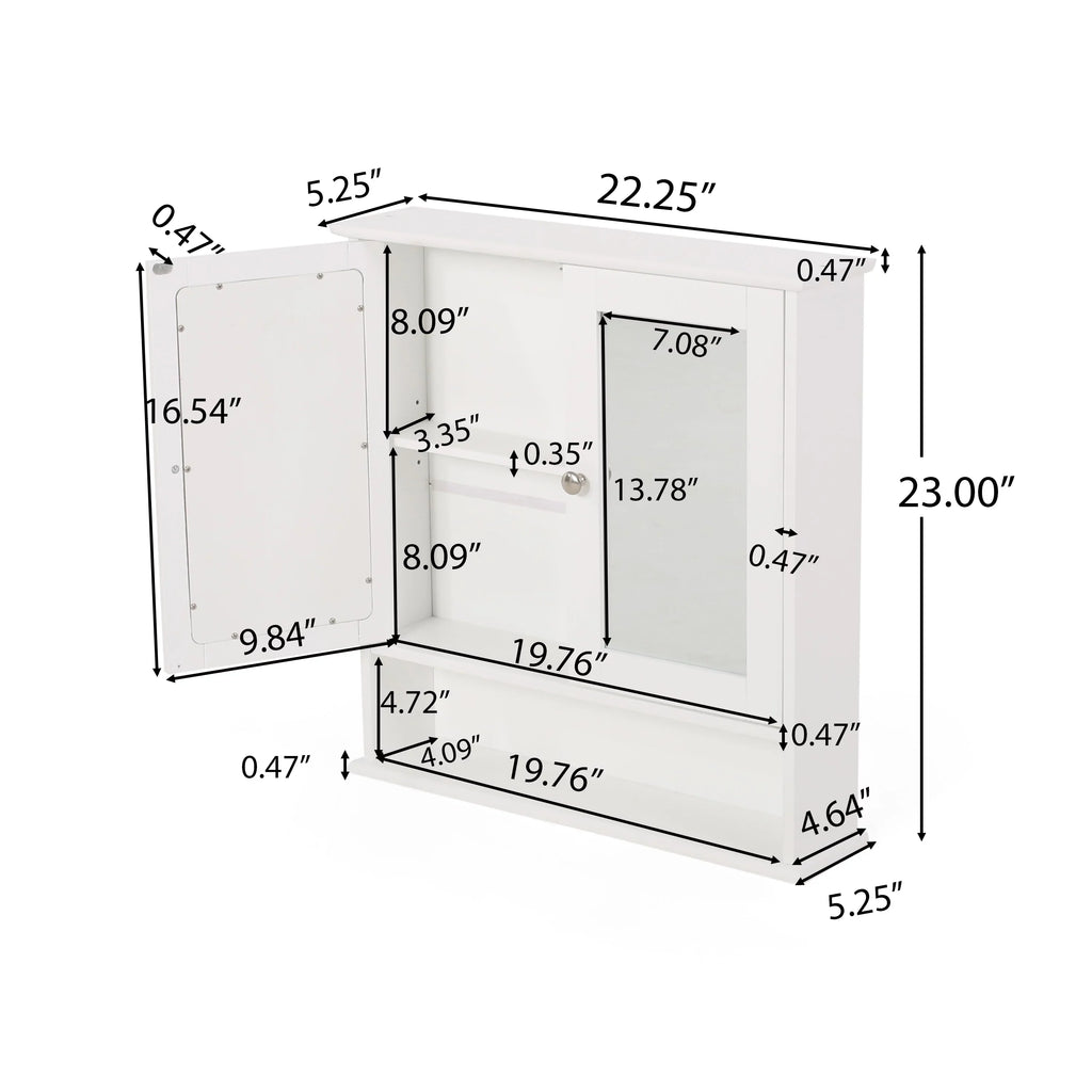 House Mirrors, Modern Blaze Medicine Matte White Door with Cabinet 2 Noble