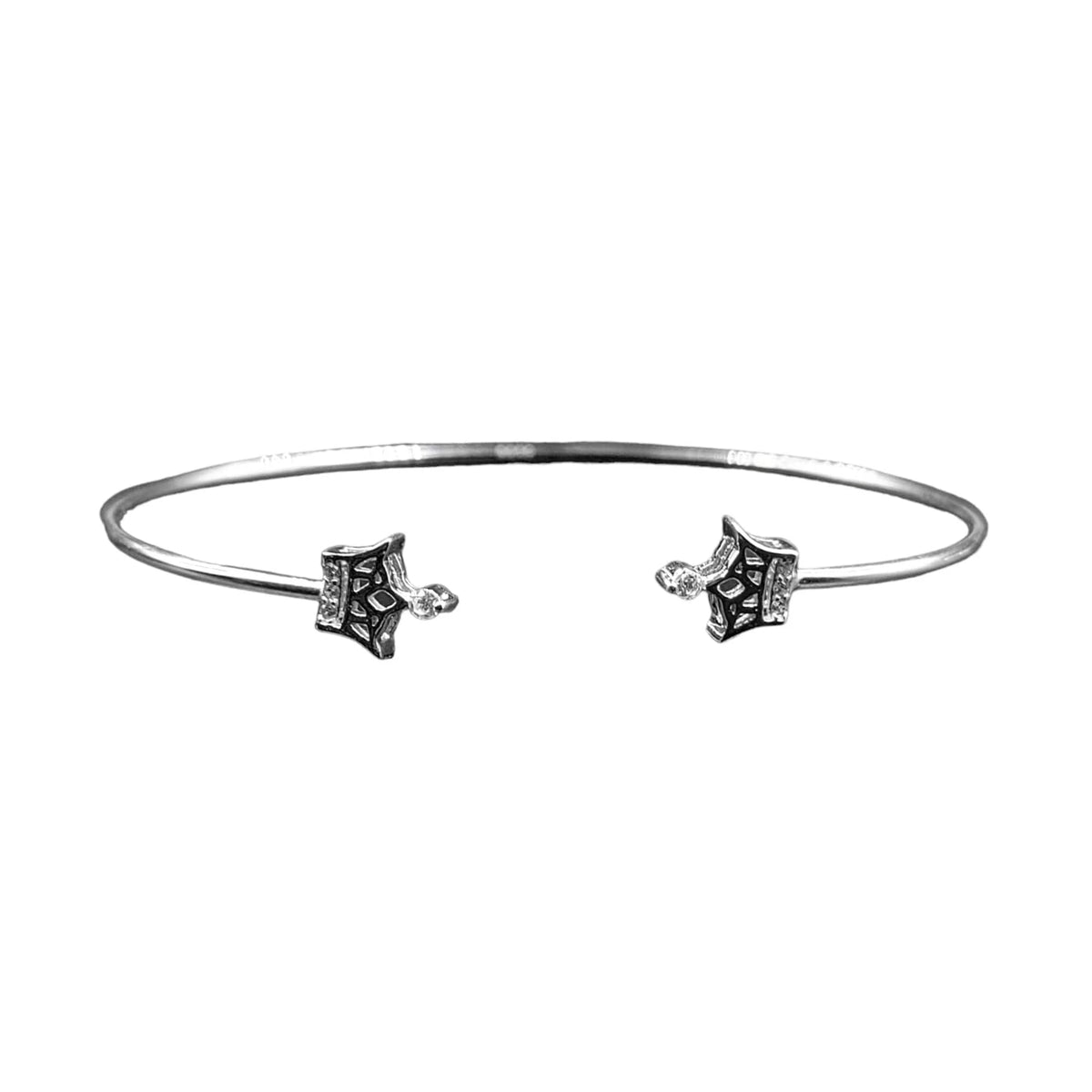 Best Silver Girls Gift With design Solid Handmade Bracelet Adjustable jewelry cuff for Ends Crown Open CZ Bracelet idea Kada