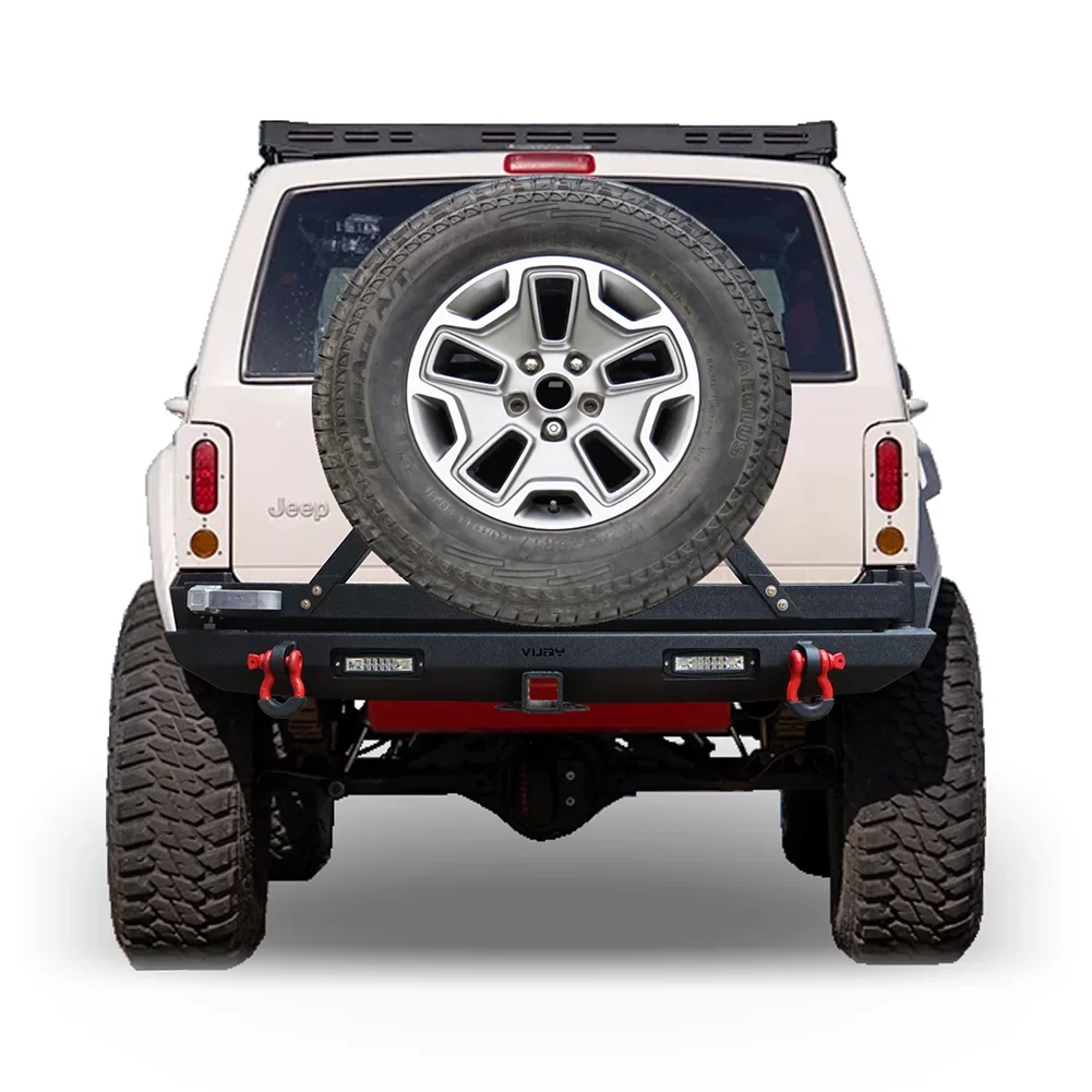1984-2001 XJ Steel Bumper Carrier Ronghui & Lights Jeep Rear Tire W/Spare Cherokee For