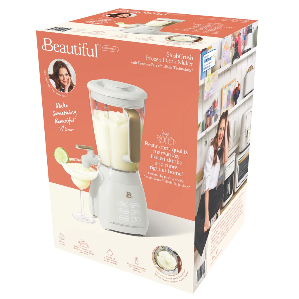 Beautiful by White Frozen Slush 60 Drew 4-Speed Barrymore Drink Icing Maker, oz Crush