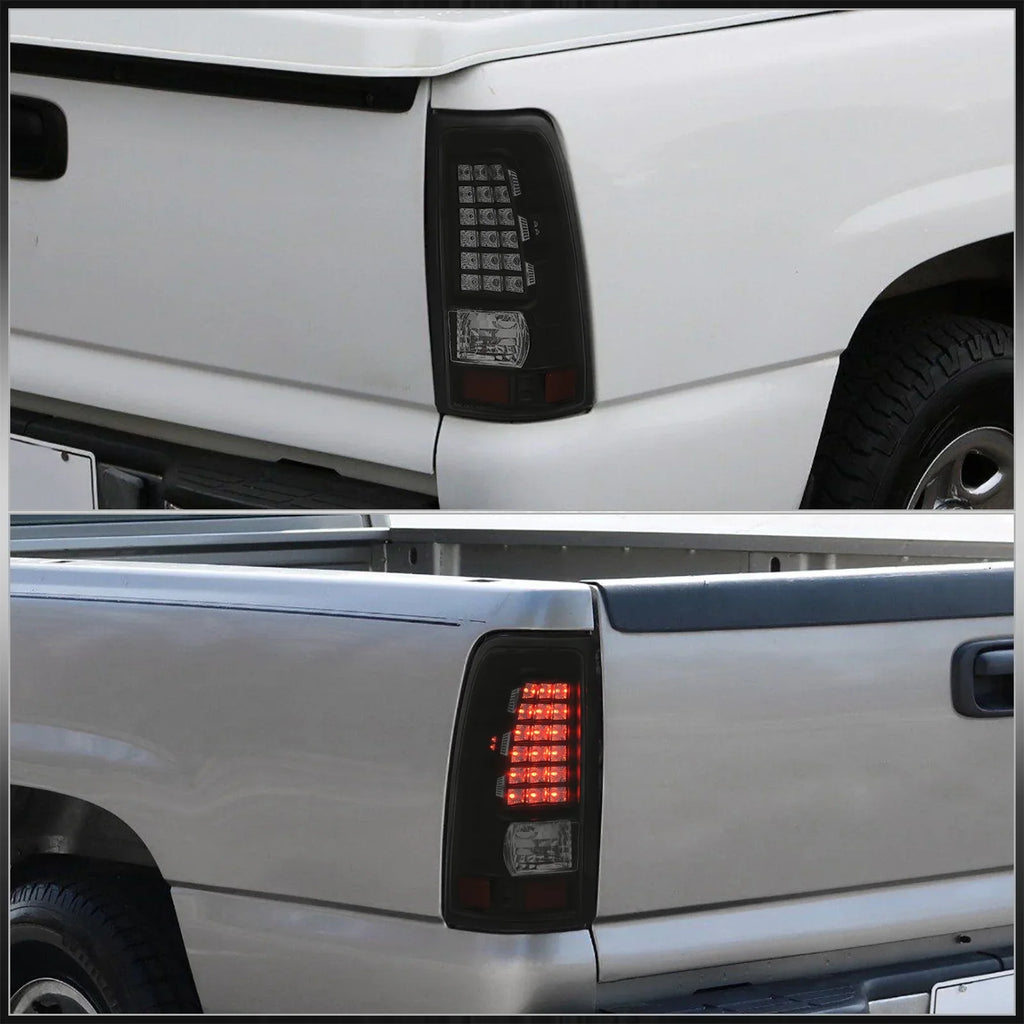 Lights Tail Silverado Compatible/Replacement Housing 1999 2001 Smoked Distributors Fleetside Pair GMC Signal Black 2006 2000 Lamps For Driving Sierra 2005 AJP Stop 2003 2002 Chevy Brake Lens 2004 LED